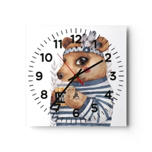 Horloge murale - Pendule murale - Un nounours trop mignon - 30x30 cm