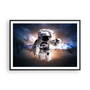 Affiche dans un cadre noir - Poster - Astronaute dans l'espace - 100x70cm - Salutations de l'espace - Décoration murale moderne pour le salon et la chambre ARTTOR