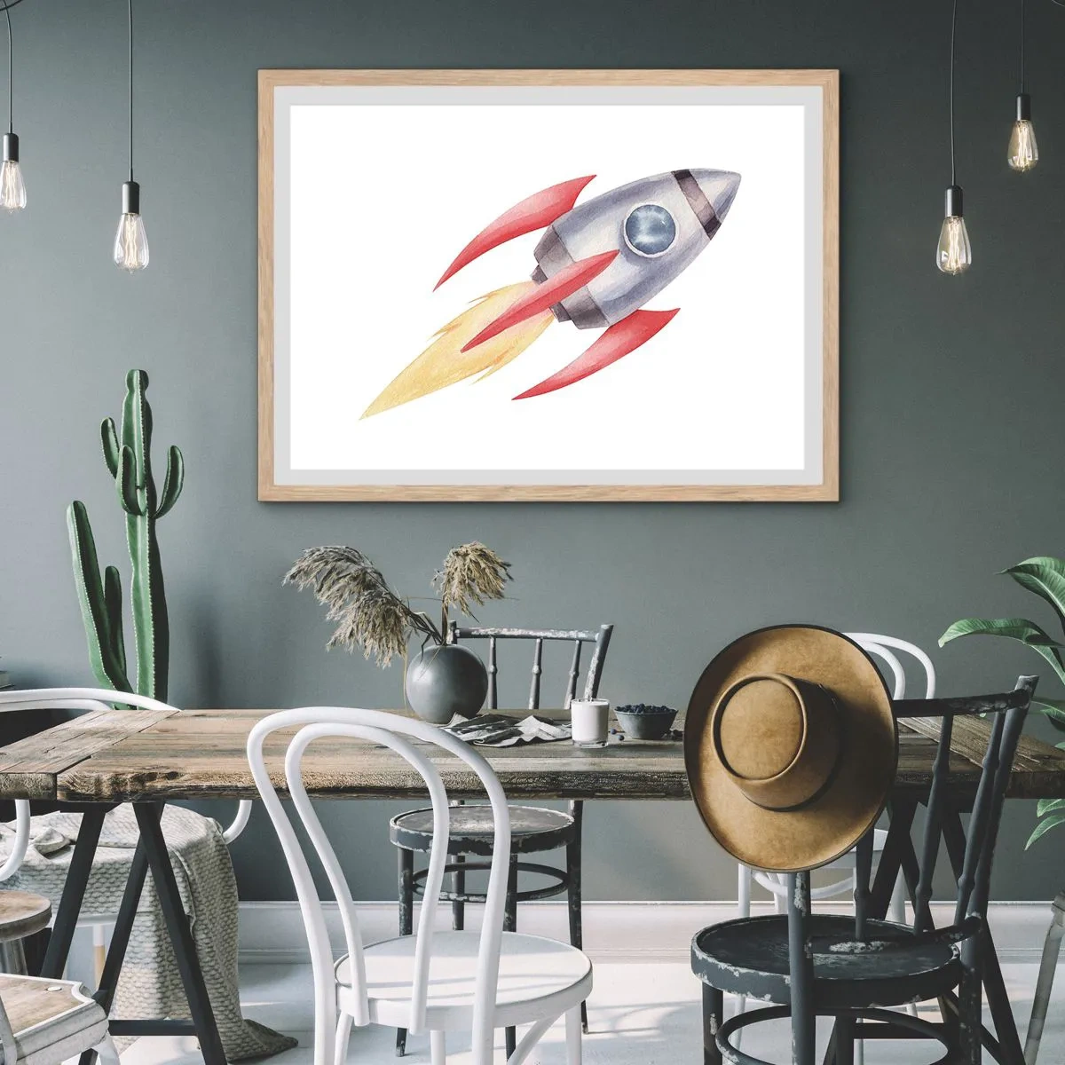 Affiche dans un chêne clair - Poster - Plus haut, plus vite, plus loin - 91x61 cm