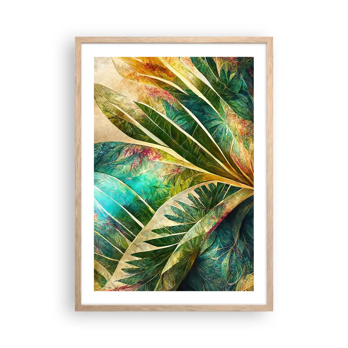 Affiche dans un chêne clair - Poster - Les couleurs des tropiques - 50x70 cm