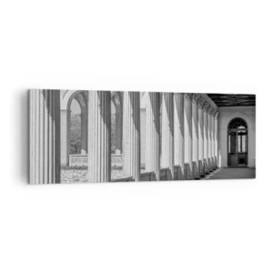 Impression sur toile - Image sur toile - Colonnade de style classique en noir et blanc - 140x50cm - Arcade ensoleillée - Décoration murale moderne pour le salon et la chambre ARTTOR