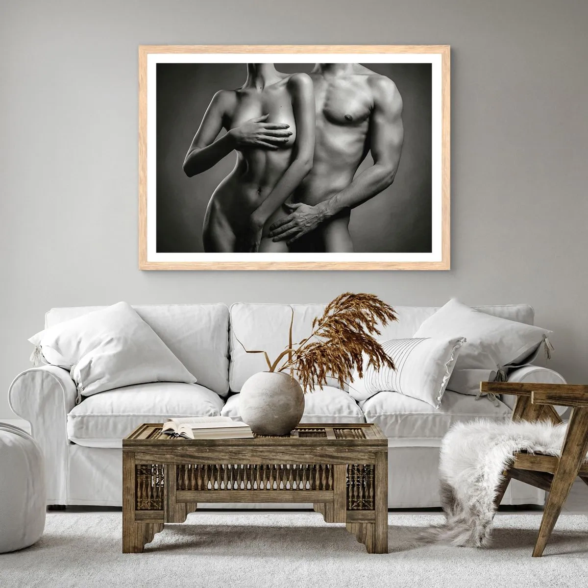 Affiche dans un chêne clair - Poster - Adam et Eve - 50x40 cm