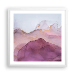 Affiche dans un cadre blanc - Poster - Vagues lilas et violettes - 50x50 cm