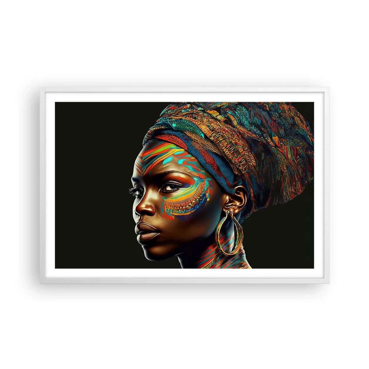 Affiche dans un cadre blanc - Poster - reine africaine - 91x61 cm