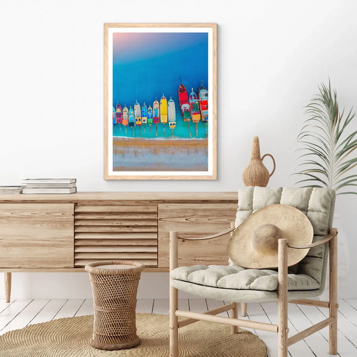 Affiche dans un chêne clair - Poster - Une vue à vol d'oiseau - 50x70 cm