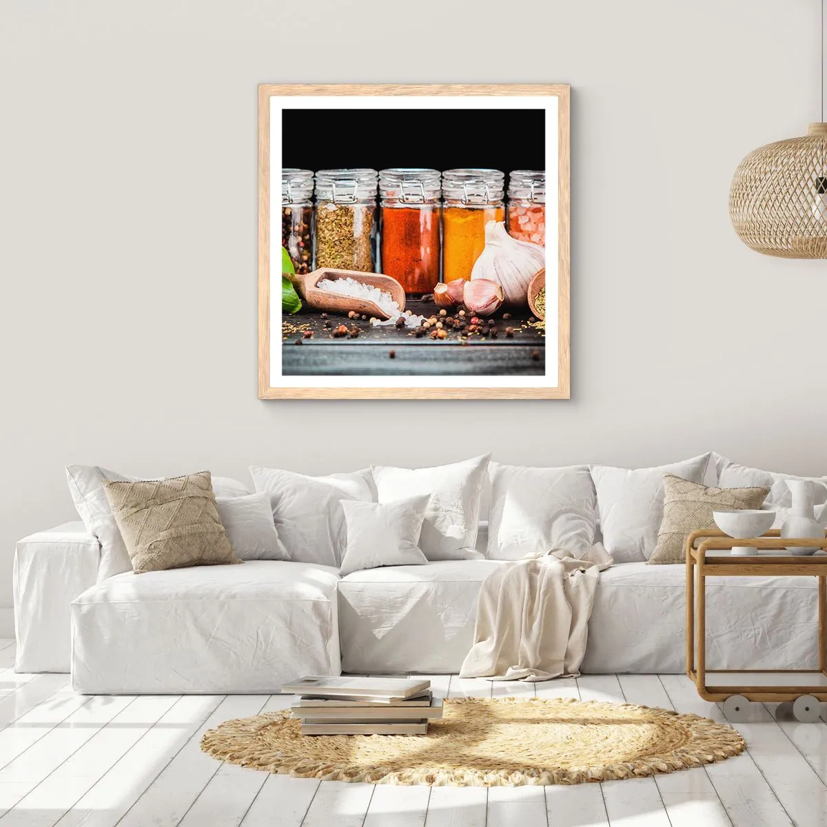 Affiche dans un chêne clair - Poster - Pour que la vie ait du goût - 60x60 cm