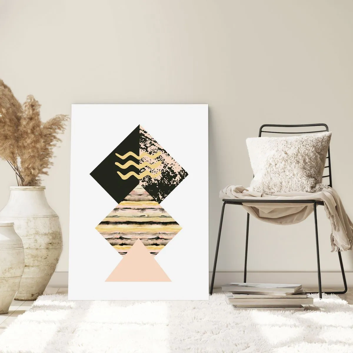 Affiche - Poster - Composition géométrique abstraite aux couleurs délicates - 50x70cm - Pas si simple - Décoration murale moderne pour le salon et la chambre ARTTOR