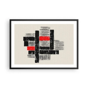 Affiche dans un cadre noir - Poster - Composition géométrique abstraite en noir et rouge - 70x50cm - En rouge et noir - Décoration murale moderne pour le salon et la chambre ARTTOR
