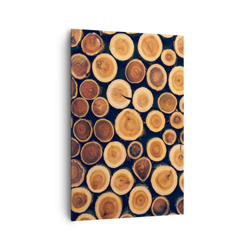 Impression sur toile - Image sur toile - Modèle réalisé à partir de sections transversales de bûches de bois - 80x120cm - Quel âge je semble avoir ? - Décoration murale moderne pour le salon et la chambre ARTTOR