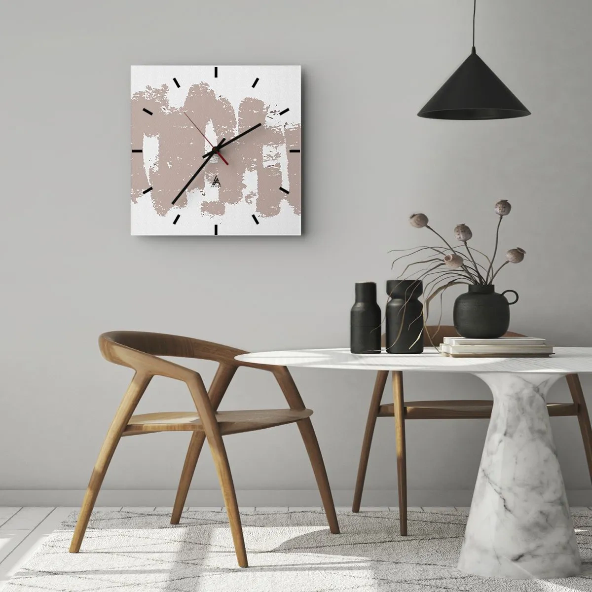 Horloge murale - Pendule murale - Abstraction en rose tendre - 30x30 cm