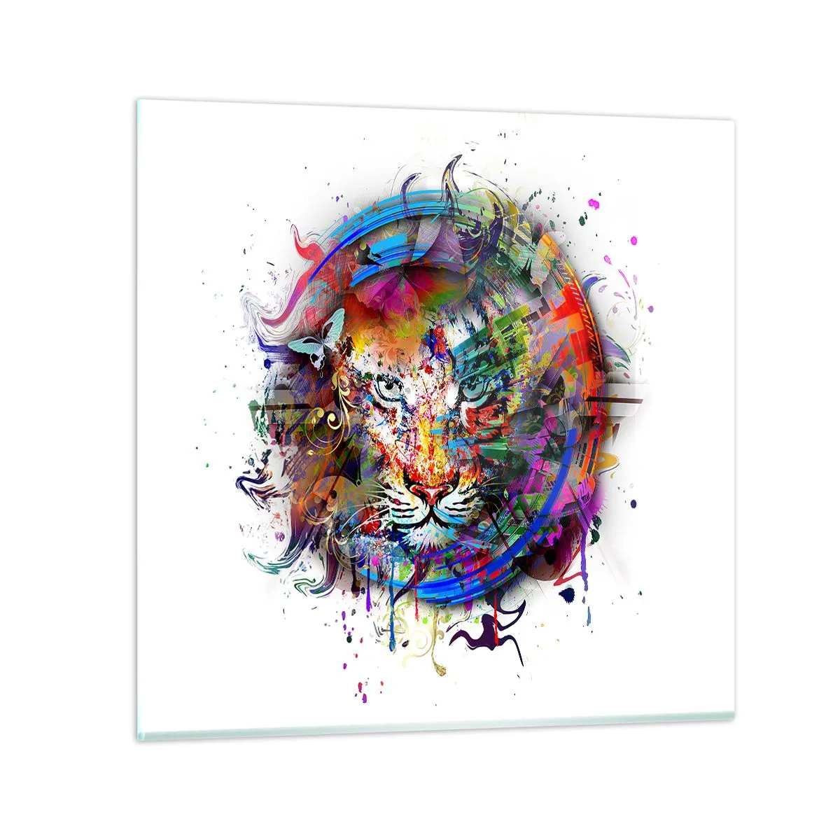 Impression sur verre - Image sur verre - Il se cache derrière un voile arc-en-ciel - 70x70 cm