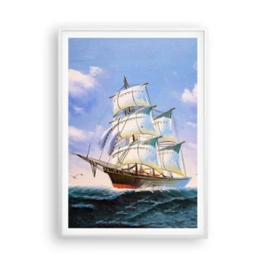Affiche dans un cadre blanc - Poster - Fièrement avec le vent - 70x100 cm