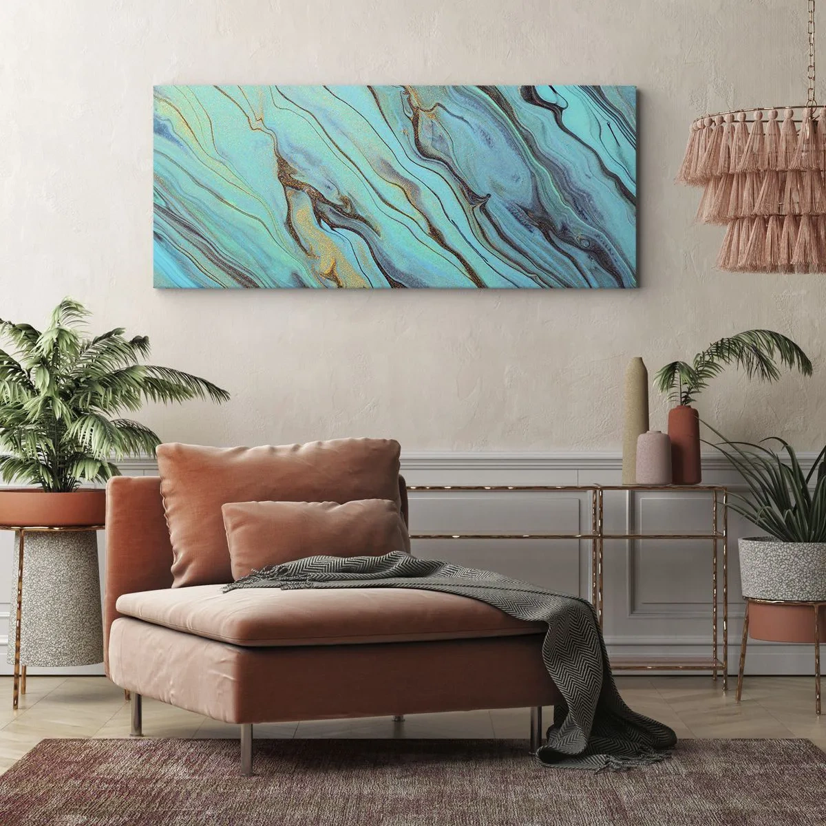 Impression sur toile - Image sur toile - Marée turquoise - 90x30 cm