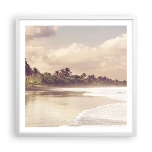 Affiche dans un cadre blanc - Poster - La caresse des vagues - 60x60 cm