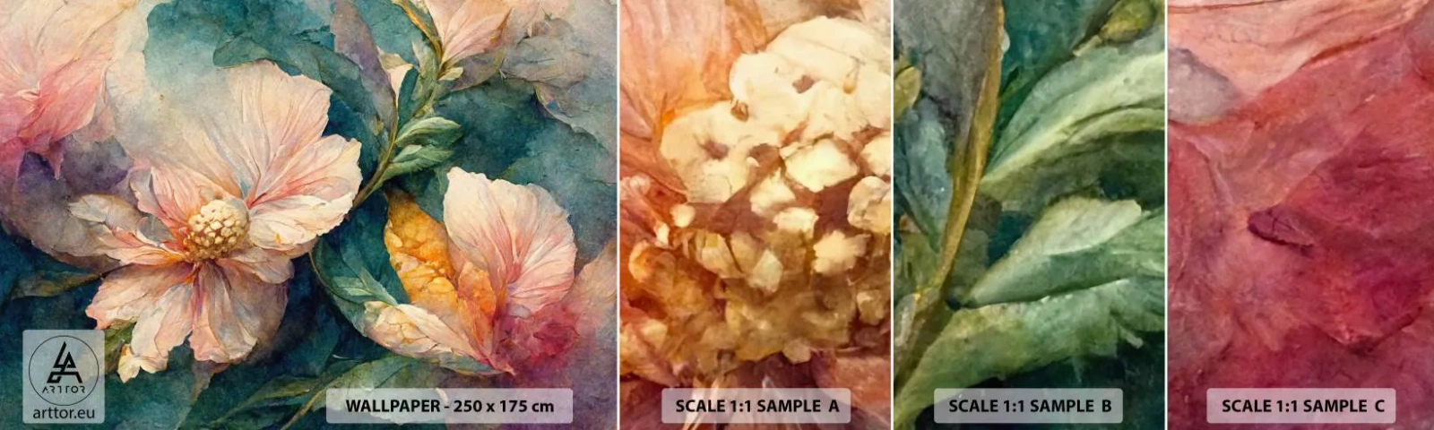 Échantillon de Papier Peint Autocollant Deluxe Sticker - Uniquement de la subtilité - Fleurs, Classique, Morceau - 100x30 cm