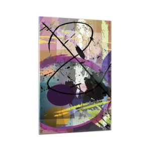 Impression sur verre - Image sur verre - Un motif abstrait coloré avec des lignes et des formes dynamiques. - 70x100cm - Vous pouvez aller tout droit ou autour - Décoration murale moderne pour le salon et la chambre ARTTOR