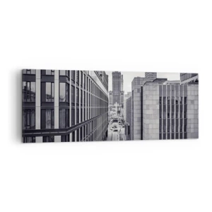 Impression sur toile - Image sur toile - Panorama de Varsovie avec vue sur le Palais de la Culture et les bâtiments environnants - 140x50cm - Vallée de Varsovie - Décoration murale moderne pour le salon et la chambre ARTTOR