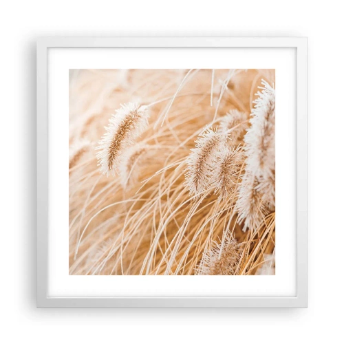 Affiche dans un cadre blanc - Poster - Le bruissement doré de l'herbe - 40x40 cm
