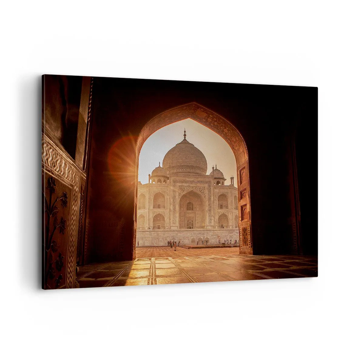 Impression sur toile - Image sur toile - Le Taj Mahal au soleil vu depuis l'arche de la porte - 100x70cm - Un monument à l'amour surnaturel - Décoration murale moderne pour le salon et la chambre ARTTOR