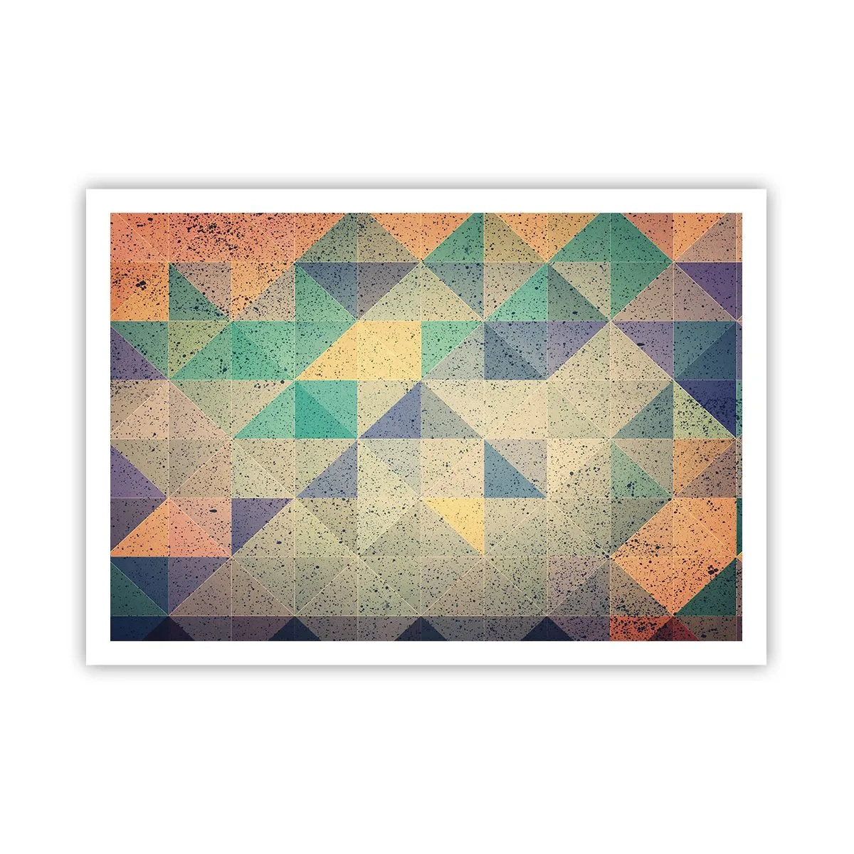 Affiche - Poster - Une composition colorée de triangles géométriques dans des tons pastel. - 100x70cm - République des triangles - Décoration murale moderne pour le salon et la chambre ARTTOR