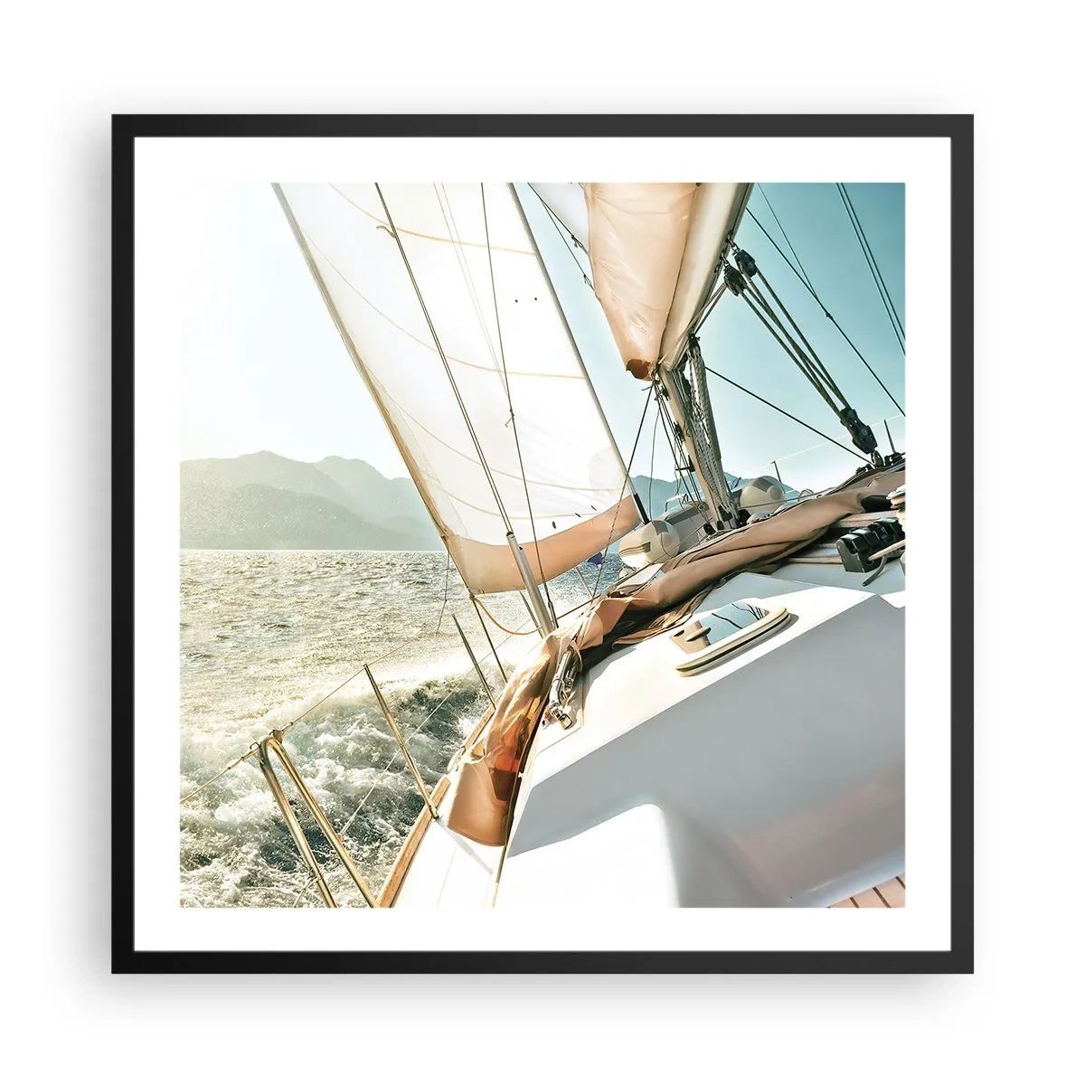 Affiche dans un cadre noir - Poster - Toutes voiles dehors - 60x60 cm