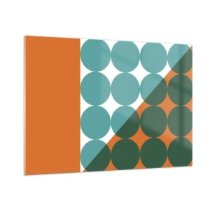 Impression sur verre - Image sur verre - Composition géométrique abstraite avec des cercles et un triangle - 100x70cm - En haut et en diagonale - Décoration murale moderne pour le salon et la chambre ARTTOR