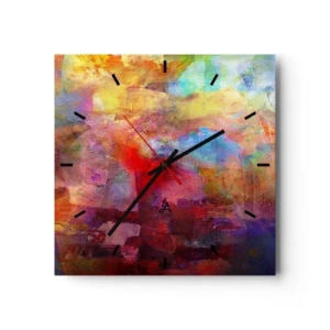 Horloge murale - Pendule murale - Abstraction colorée dans des tons chauds et froids - 30x30cm - Regardez à l'intérieur de l'arc-en-ciel - Décoration murale moderne pour le salon et la chambre ARTTOR