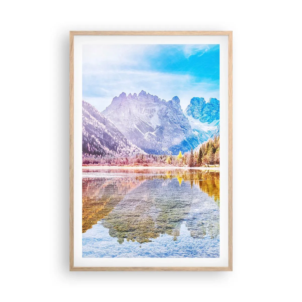 Affiche dans un chêne clair - Poster - C'est déjà le printemps à la montagne - 61x91 cm