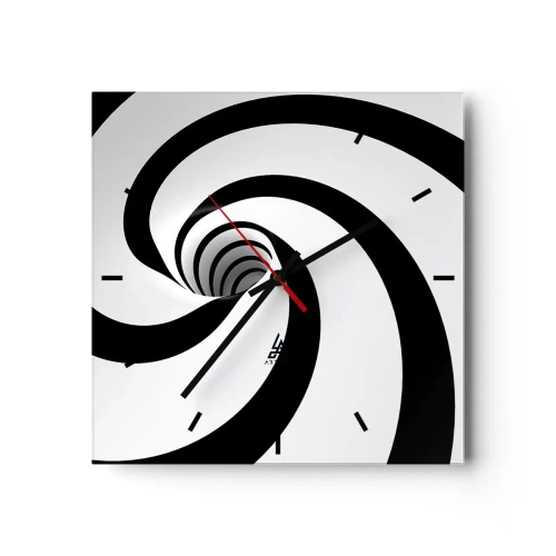 Horloge murale - Pendule murale - Spirale abstraite noire et blanche avec un effet tourbillonnant - 30x30cm - Céder au vortex ? - Décoration murale moderne pour le salon et la chambre ARTTOR