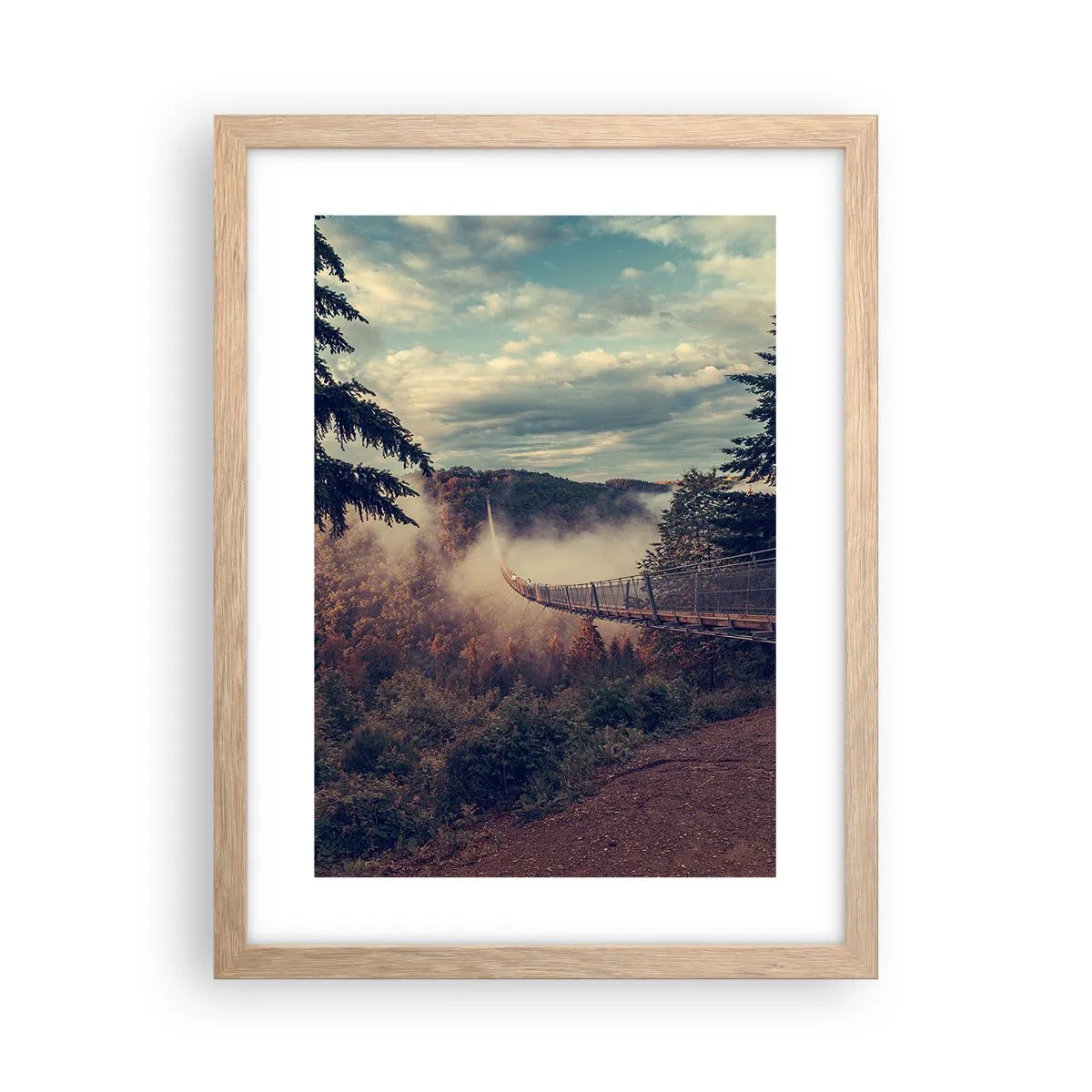 Affiche dans un chêne clair - Poster - Au-dessus de la forêt d'automne - 30x40 cm