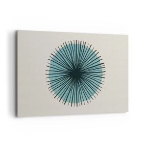 Impression sur toile - Image sur toile - Forme circulaire abstraite avec des rayons bleus - 120x80cm - Rayonnant dans l'azur - Décoration murale moderne pour le salon et la chambre ARTTOR