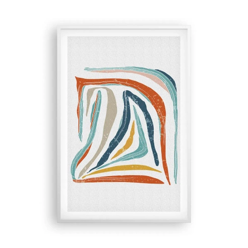 Affiche dans un cadre blanc - Poster - Abstraction avec un sourire amical - 61x91 cm