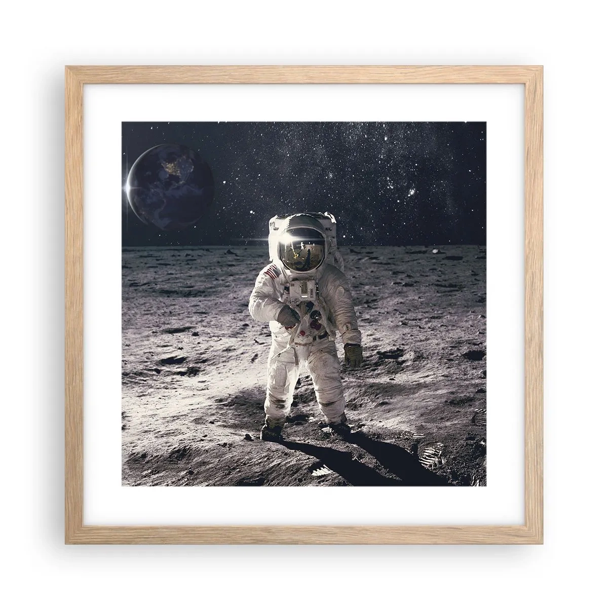 Affiche dans un chêne clair - Poster - Salutations de la lune - 40x40 cm