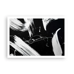 Affiche - Poster - Traits blancs abstraits sur fond noir - 100x70cm - Briser les ténèbres - Décoration murale moderne pour le salon et la chambre ARTTOR