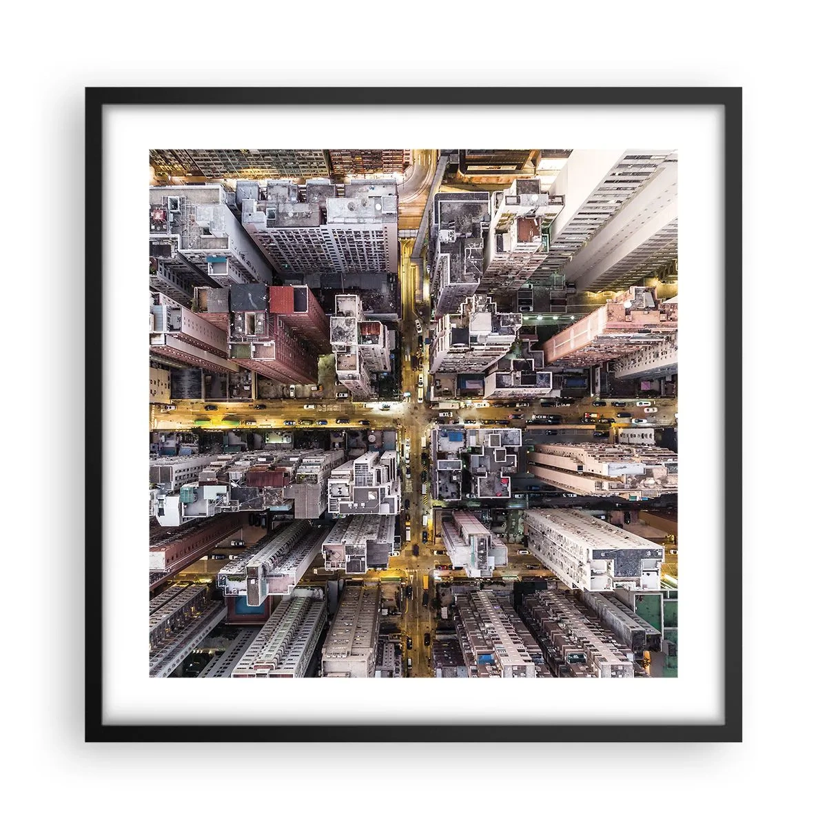 Affiche dans un cadre noir - Poster - Salutations de Hong-Kong - 50x50 cm