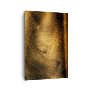Impression sur toile - Image sur toile - Coups de pinceau abstraits dorés - 70x100cm - Dans un labyrinthe en or - Décoration murale moderne pour le salon et la chambre ARTTOR