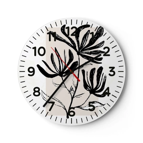 Horloge murale - Pendule murale - Esquisse pour l'herbier - 30x30 cm