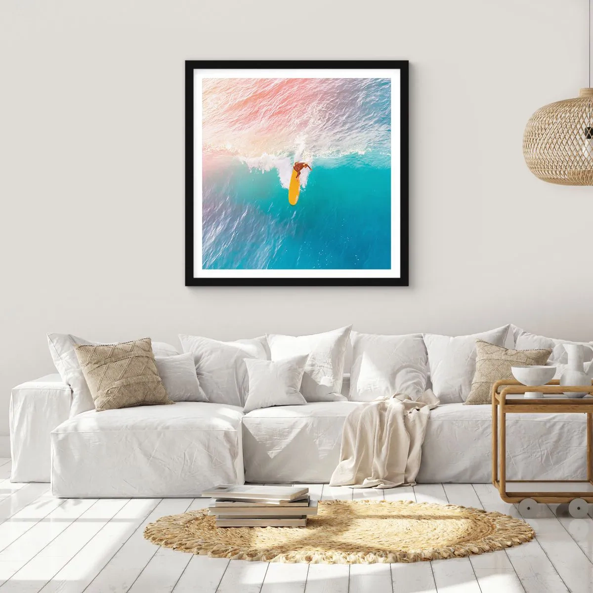 Affiche dans un cadre noir - Poster - Le cavalier de l'océan - 60x60 cm