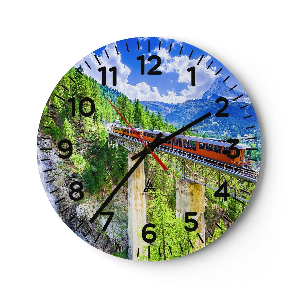 Horloge murale - Pendule murale - Train dans les Alpes - 30x30 cm