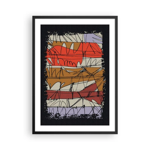 Affiche dans un cadre noir - Poster - Une composition abstraite avec des lignes et des couleurs dynamiques. - 50x70cm - Composition spontanée - Décoration murale moderne pour le salon et la chambre ARTTOR