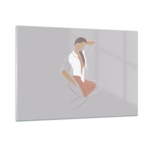 Impression sur verre - Image sur verre - Silhouette de femme dans un style minimaliste - 120x80cm - Contour gracieux - Décoration murale moderne pour le salon et la chambre ARTTOR