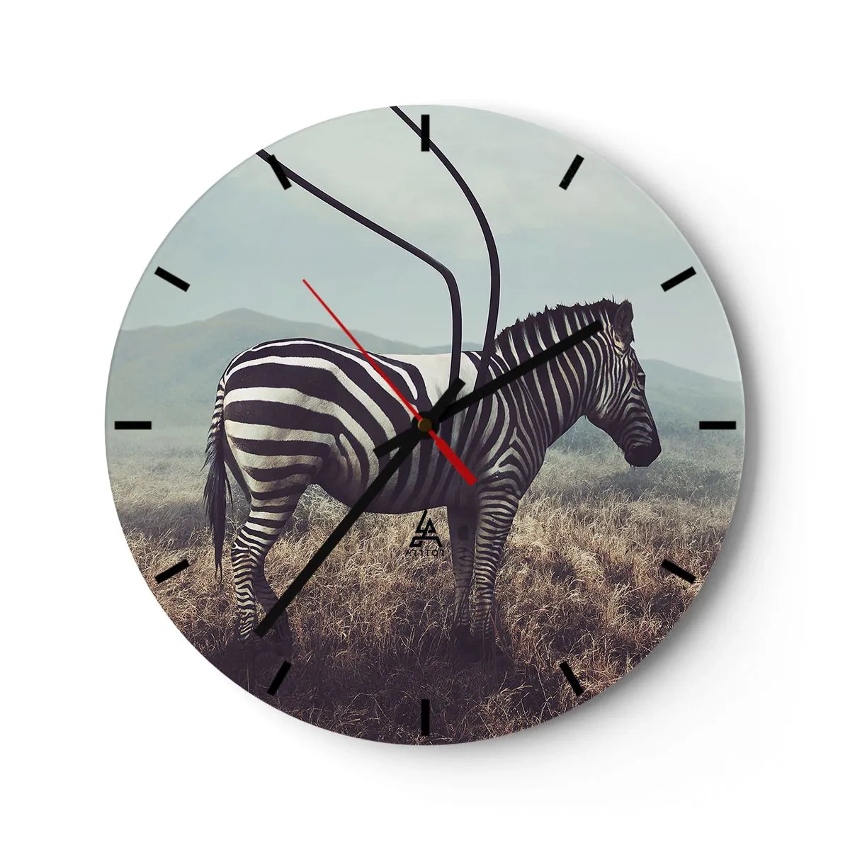 Horloge murale - Pendule murale - Un zèbre dans un décor naturel avec la savane en toile de fond - 30x30cm - Attention! Malfaçon - Décoration murale moderne pour le salon, la cuisine et la chambre ARTTOR