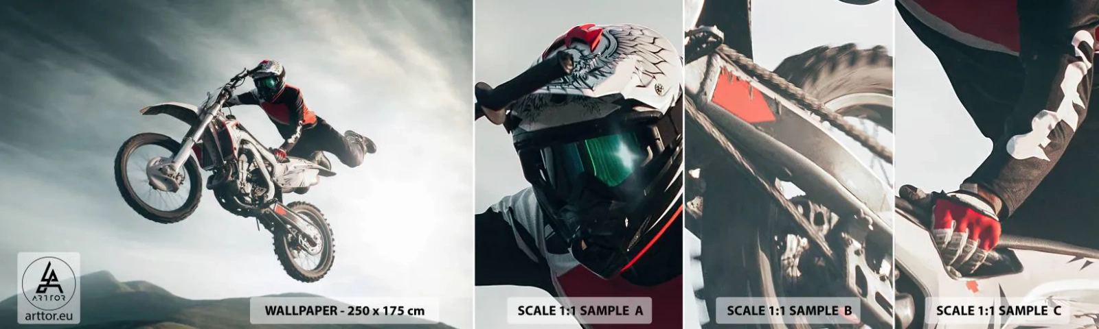 Échantillon de Papier Peint Autocollant Deluxe Sticker - Il n'y a pas de plaisir sans risque - Motocross, Moto, Motocycliste - 100x30 cm