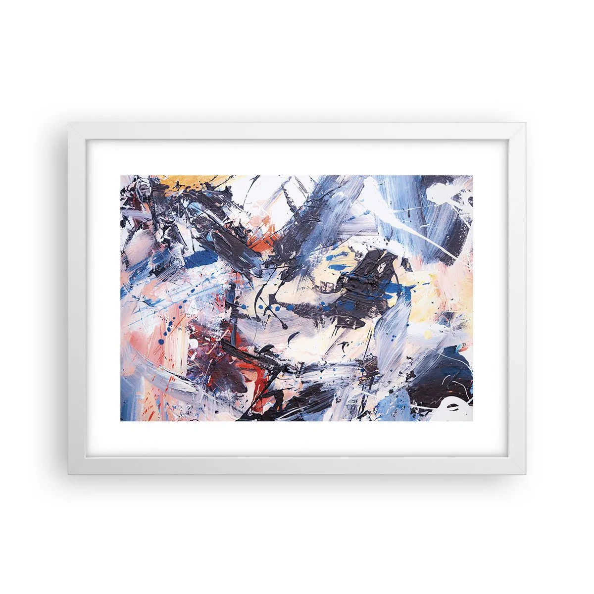Affiche dans un cadre blanc - Poster - La danse folle de l'abstrait - 40x30 cm