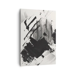 Impression sur toile - Image sur toile - Traits abstraits de noir sur fond blanc - 70x100cm - Abstraction – expression du noir - Décoration murale moderne pour le salon et la chambre ARTTOR
