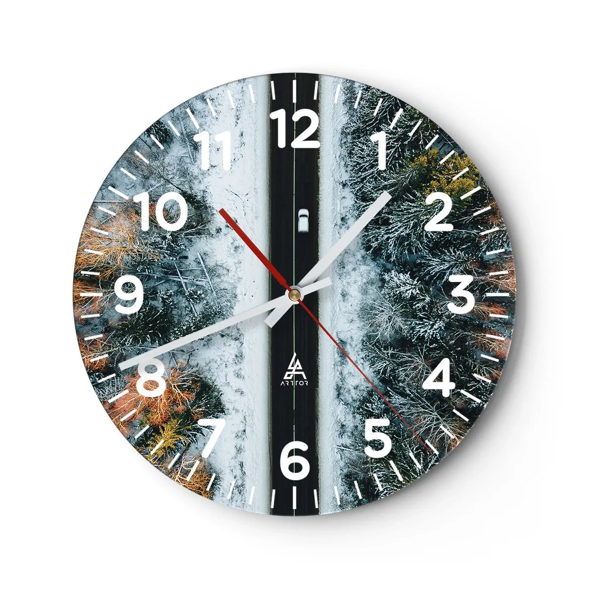 Horloge murale - Pendule murale - Couper à travers la forêt d'hiver - 40x40 cm
