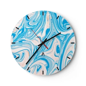 Horloge murale - Pendule murale - Une piscine abstraite dans des tons turquoise et blanc - 30x30cm - Bassin turquoise - Décoration murale moderne pour le salon, la cuisine et la chambre ARTTOR