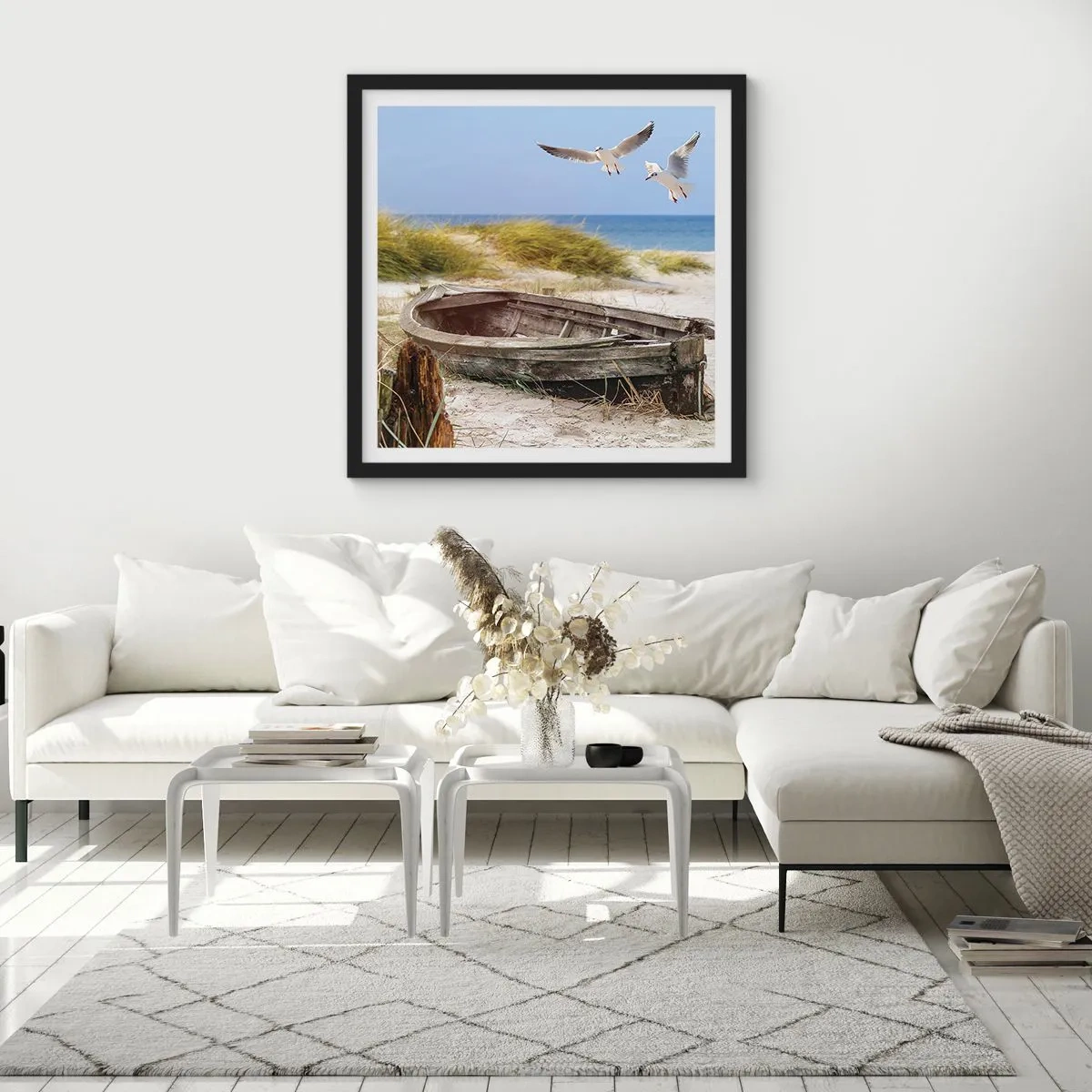 Affiche dans un cadre noir - Poster - Bain de vent - 30x30 cm