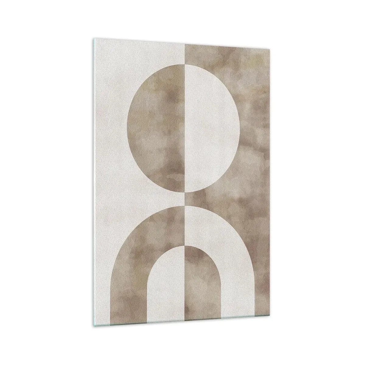 Impression sur verre - Image sur verre - Une peinture abstraite dans les tons beiges avec des formes géométriques et de la symétrie. - 70x100cm - Similitudes et différences - Décoration murale moderne pour le salon et la chambre ARTTOR