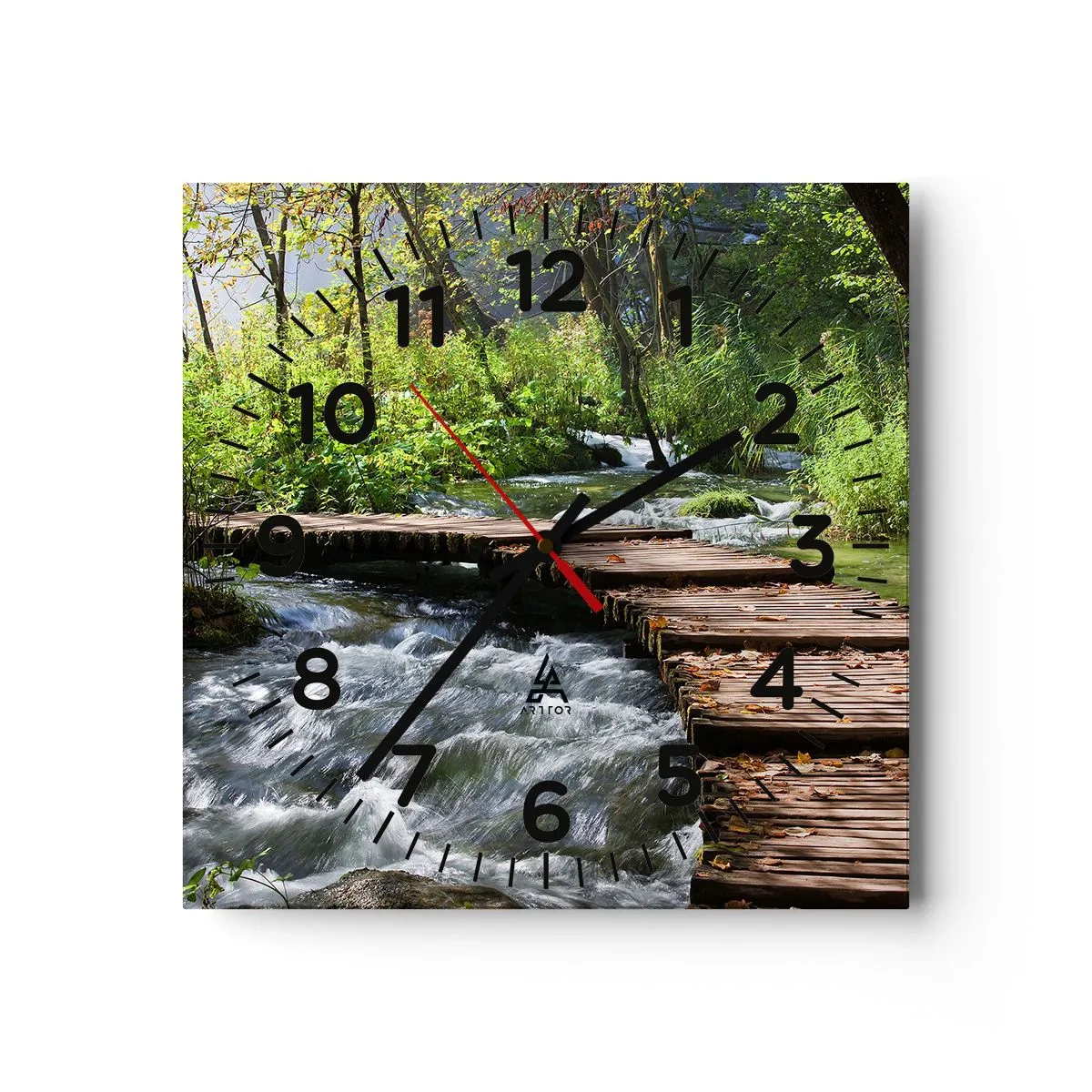 Horloge murale - Pendule murale - Au-dessus de la cascade mousseuse - 40x40 cm